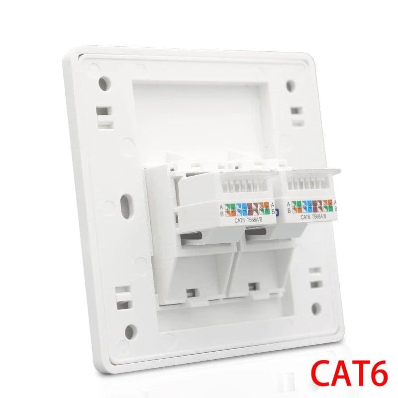 image-CAT6 RJ45 Network Wall Face Cover One Port Internet Panel Extruded Wire LAN Socket Faceplate In White For Tenda Ethernet Switch
