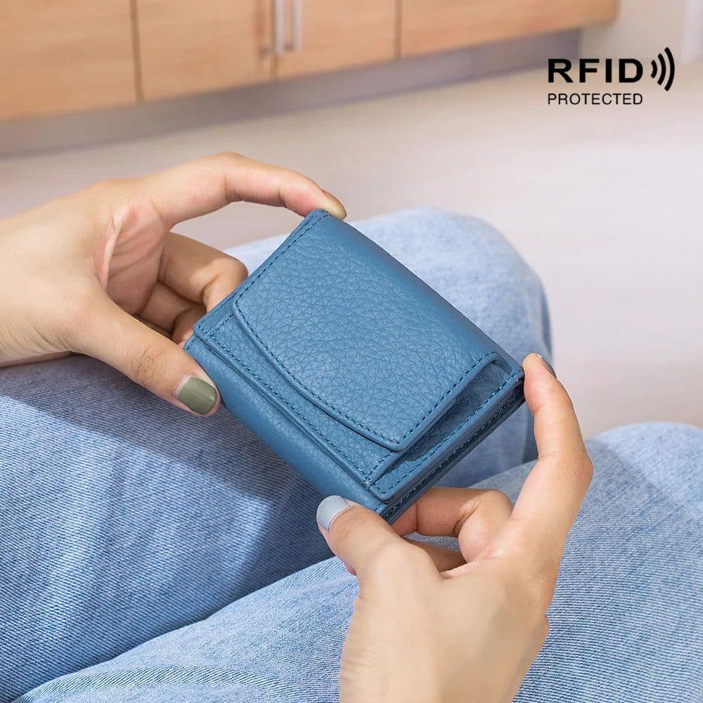 image-New Women Genuine Leather Purses Female Small Cowhide Wallets Lady Coin Bag Card Holder Large Capacity Money Bag Portable Clutch