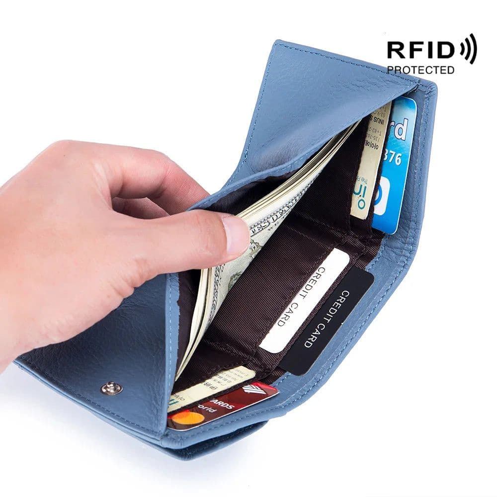 image-New Women Genuine Leather Purses Female Small Cowhide Wallets Lady Coin Bag Card Holder Large Capacity Money Bag Portable Clutch