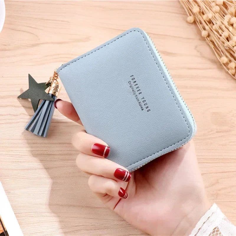 image-PU Leather Short Tassel Wallets for Women Cute Mini Korean Female Girls Zipper Coin Purses Wallet Small Card Money Bags