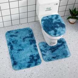 image-3pcs Bathroom Mat Set for Bathroom Silk Tie-Dye Toilet Soft Non Slip Rug Shower Carpets Toilet Lid Cover Floor Mats for Hallway