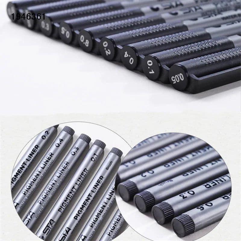 image-Waterproof STA Art Markers brush pen office student School Painting Line Drawing Black fine sketch Pens art supplies