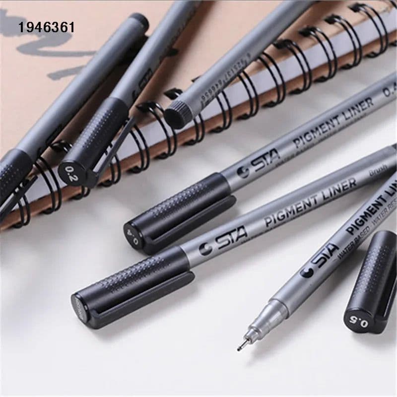 image-Waterproof STA Art Markers brush pen office student School Painting Line Drawing Black fine sketch Pens art supplies
