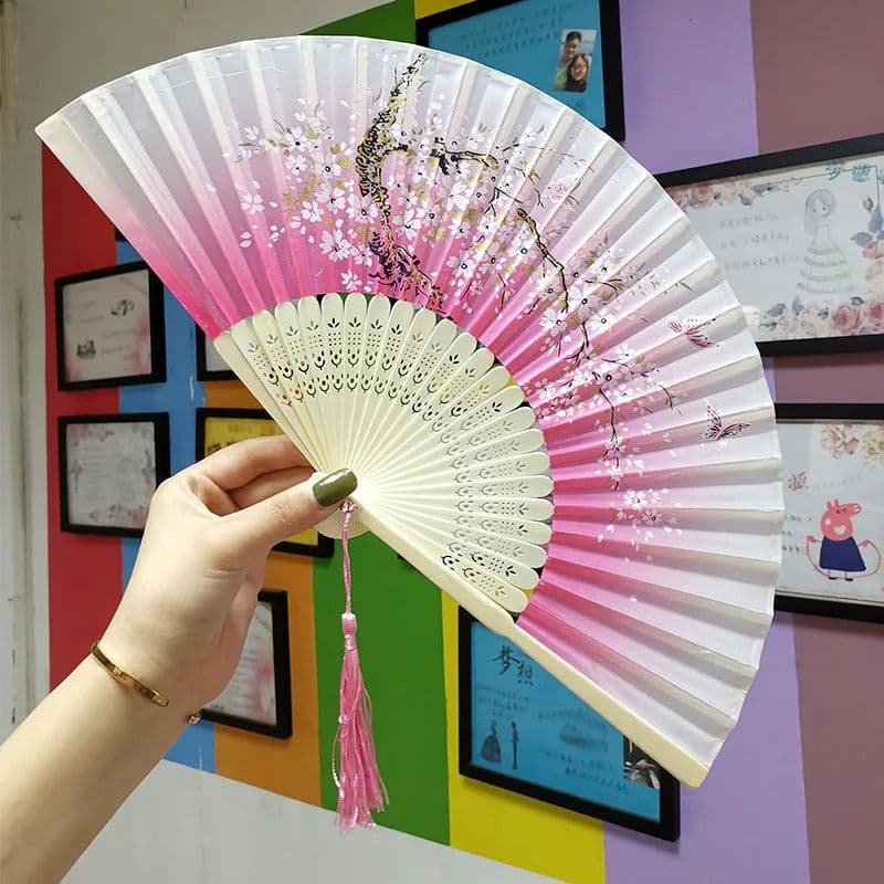 image-Bamboo Fold Hand Fans Wedding Chinese Japanese Fan Children China Antique Folding Fan Gift eventail a main Vintage bambu waaiers