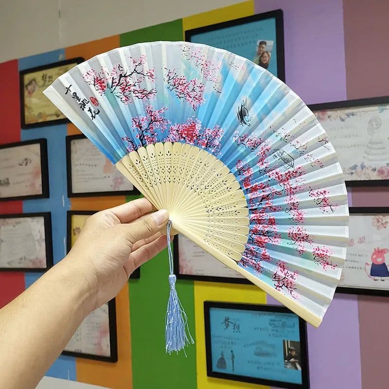 image-Bamboo Fold Hand Fans Wedding Chinese Japanese Fan Children China Antique Folding Fan Gift eventail a main Vintage bambu waaiers