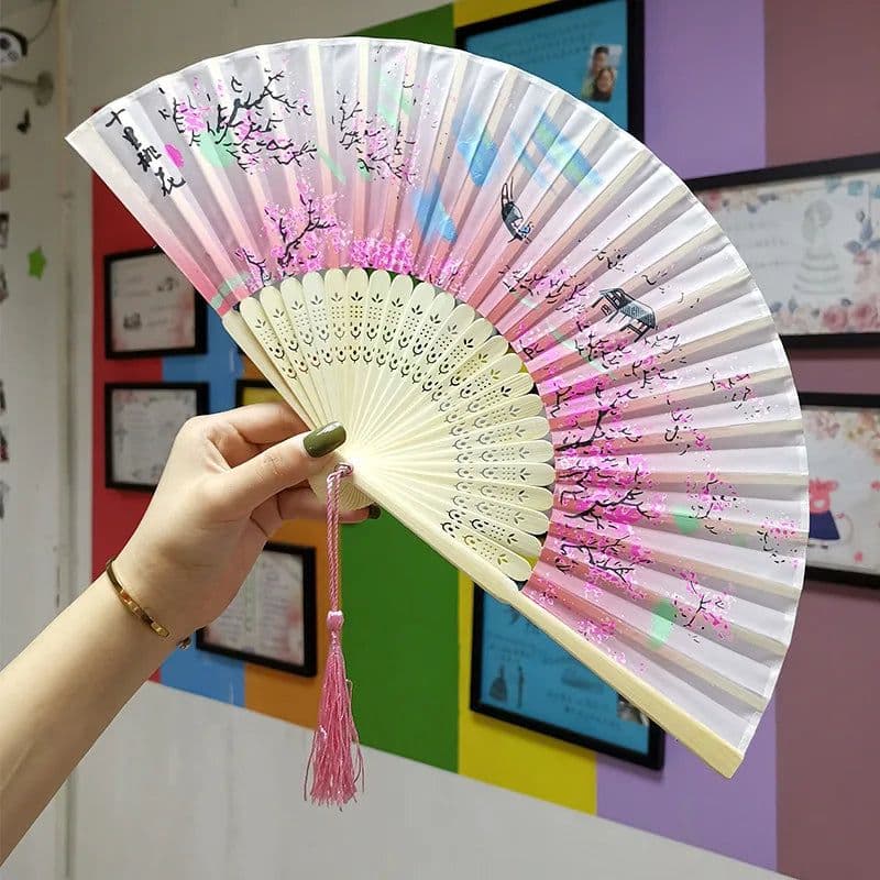 image-Bamboo Fold Hand Fans Wedding Chinese Japanese Fan Children China Antique Folding Fan Gift eventail a main Vintage bambu waaiers
