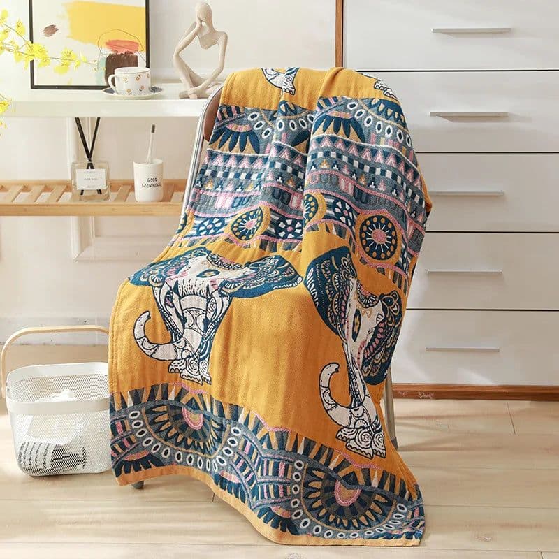 image-Nordic 22 Style New Bohemian Floral Printing Adult Soft Absorbent Cotton Gauze Beach Bath Towel Bathroom Accessories 80×160CM