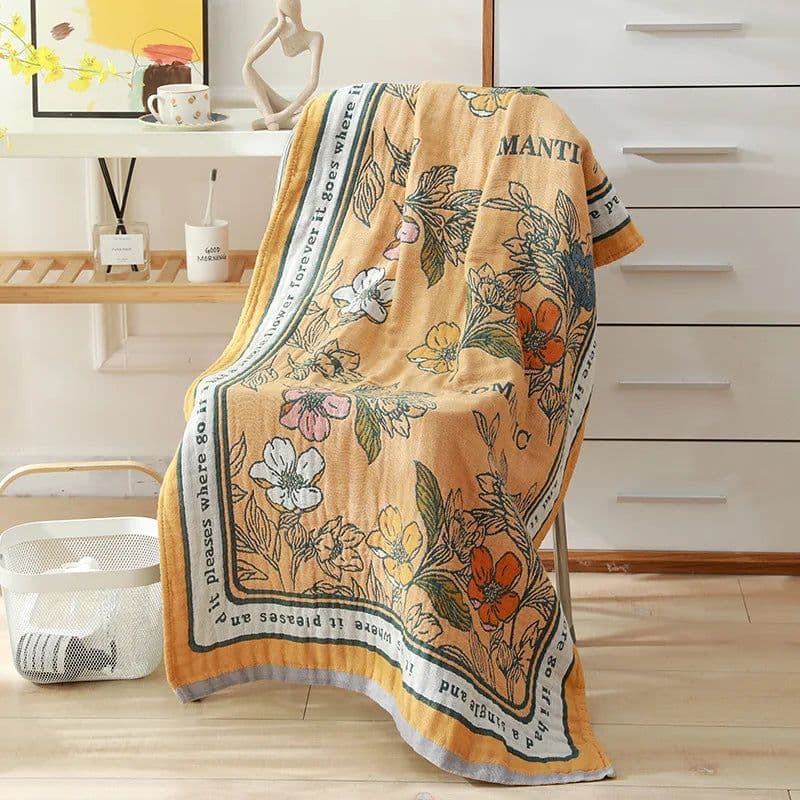 image-Nordic 22 Style New Bohemian Floral Printing Adult Soft Absorbent Cotton Gauze Beach Bath Towel Bathroom Accessories 80×160CM