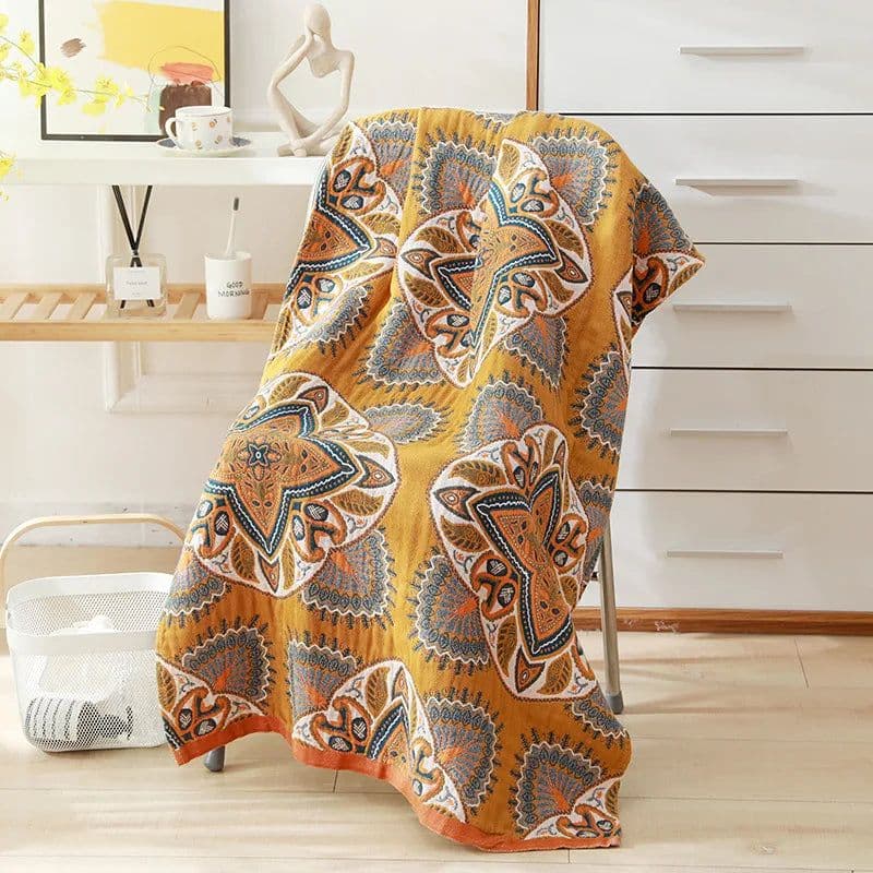 image-Nordic 22 Style New Bohemian Floral Printing Adult Soft Absorbent Cotton Gauze Beach Bath Towel Bathroom Accessories 80×160CM