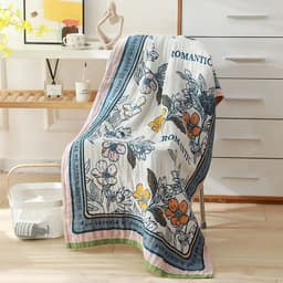 image-Nordic 22 Style New Bohemian Floral Printing Adult Soft Absorbent Cotton Gauze Beach Bath Towel Bathroom Accessories 80×160CM