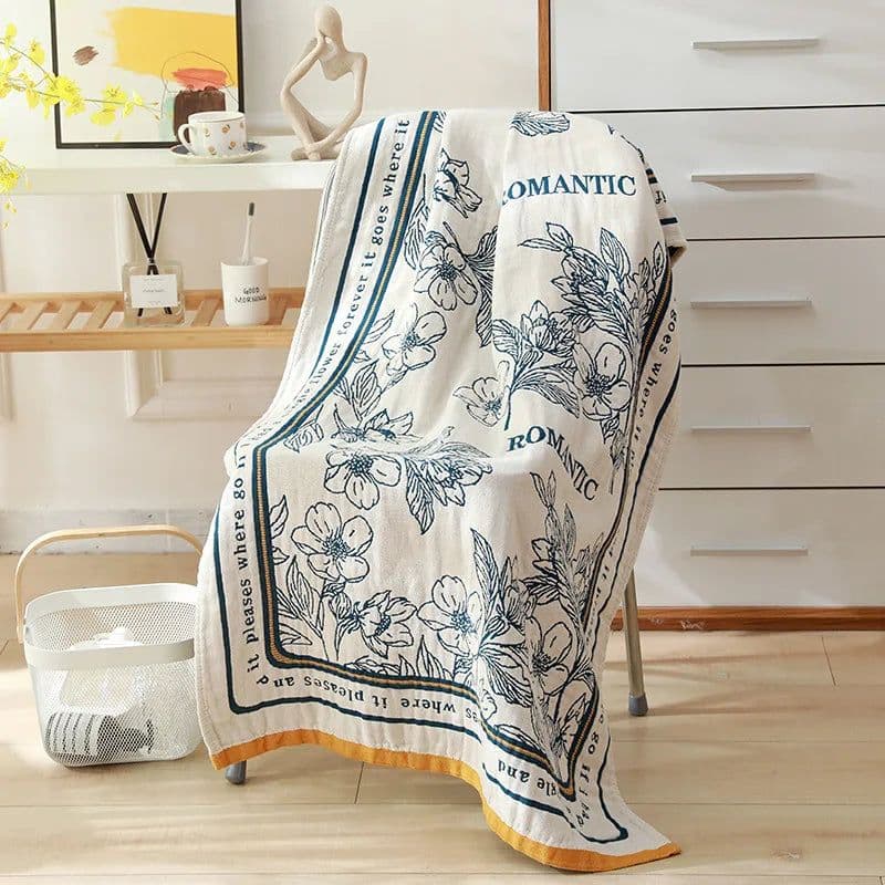 image-Nordic 22 Style New Bohemian Floral Printing Adult Soft Absorbent Cotton Gauze Beach Bath Towel Bathroom Accessories 80×160CM