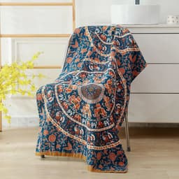 image-Nordic 22 Style New Bohemian Floral Printing Adult Soft Absorbent Cotton Gauze Beach Bath Towel Bathroom Accessories 80×160CM