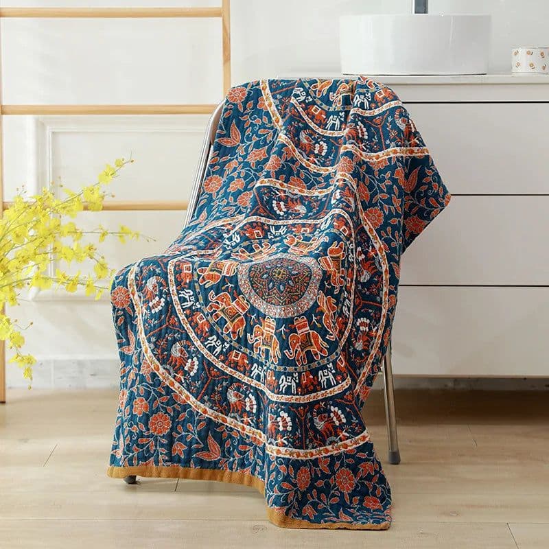 image-Nordic 22 Style New Bohemian Floral Printing Adult Soft Absorbent Cotton Gauze Beach Bath Towel Bathroom Accessories 80×160CM