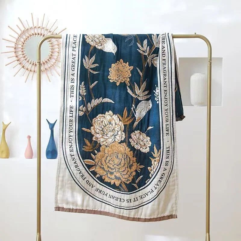 image-Nordic 22 Style New Bohemian Floral Printing Adult Soft Absorbent Cotton Gauze Beach Bath Towel Bathroom Accessories 80×160CM