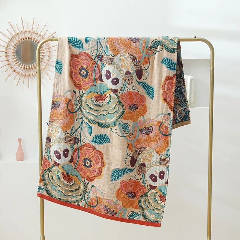 image-Nordic 22 Style New Bohemian Floral Printing Adult Soft Absorbent Cotton Gauze Beach Bath Towel Bathroom Accessories 80×160CM