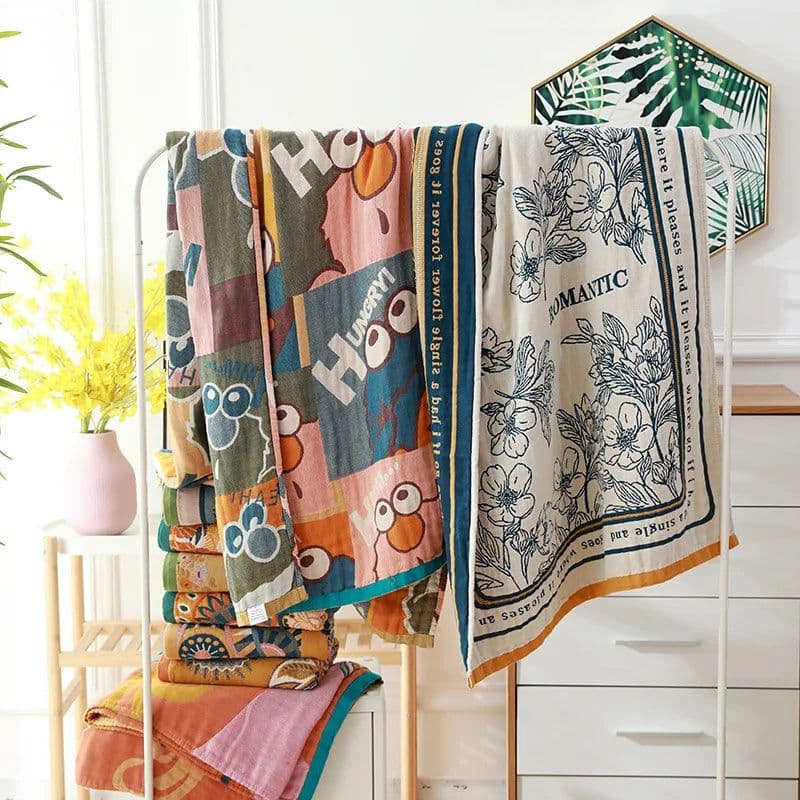 image-Nordic 22 Style New Bohemian Floral Printing Adult Soft Absorbent Cotton Gauze Beach Bath Towel Bathroom Accessories 80×160CM