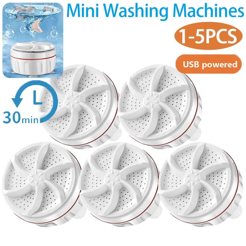 image-1-5pcs Ultrasonic Turbo Washing Machine Laundry Portable Travel Washer Air Bubble And Rotating Mini Washing Machine Mini Washing