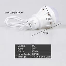 image-3W 5W 7W LED Energy Saving USB Bulb Light Camping Home Night Lamp Hook Switch USB Night Lamp White Light