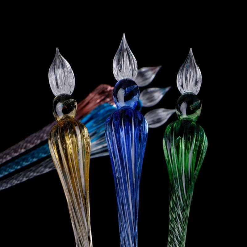 image-1 Pc Glass Drip Fountain Pen Vintage Glass Dip Dipping Pen Signature Filling Ink Fountain Pens With Gift Box New