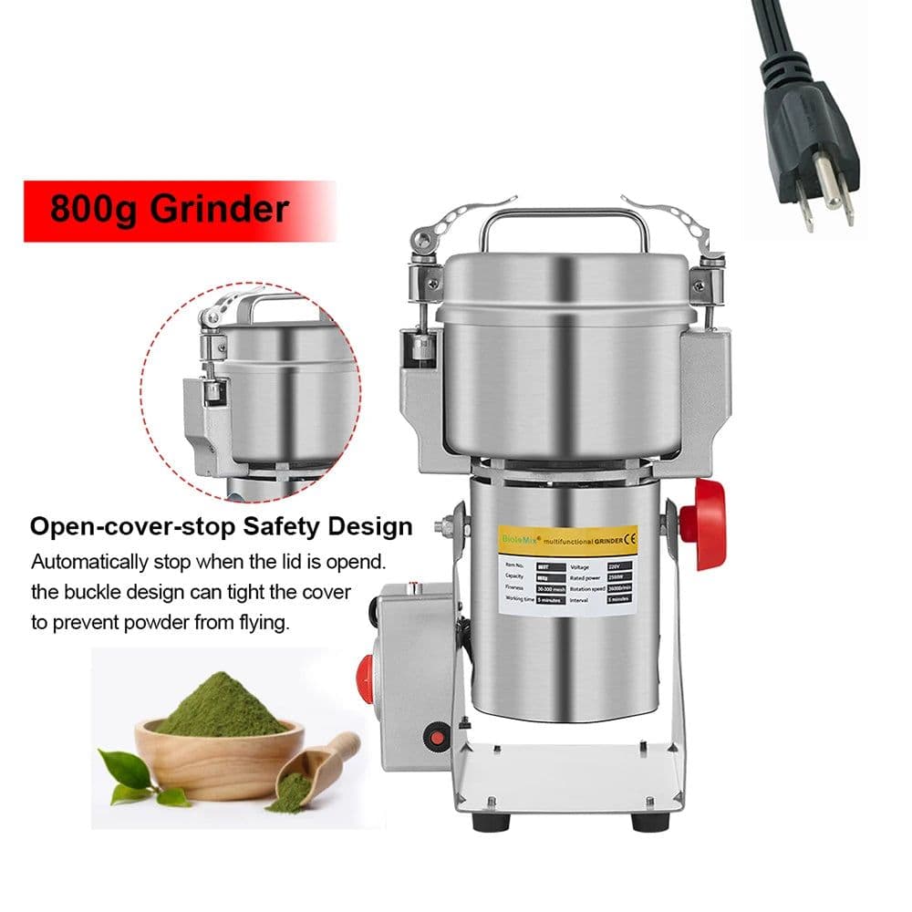 image-BioloMix 800g 700g Grains Spices Hebals Cereals Coffee Dry Food Grinder Mill Grinding Machine Gristmill Flour Powder crusher