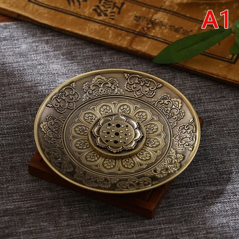 image-Retro Incense Holder Metal Dragon And Phoenix Lotus Incense Burners For Incense Sticks Cone Censer Plate Buddhism Home Decor