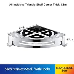 image-Corner Bathroom Shelves Shampoo Holder Wall Hooks Hanger Rack Polished Silver Stainless Steel Shower Caddy Toilet Accessories