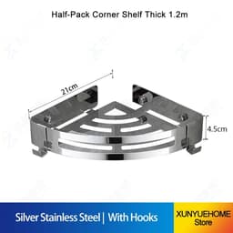 image-Corner Bathroom Shelves Shampoo Holder Wall Hooks Hanger Rack Polished Silver Stainless Steel Shower Caddy Toilet Accessories