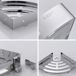 image-Corner Bathroom Shelves Shampoo Holder Wall Hooks Hanger Rack Polished Silver Stainless Steel Shower Caddy Toilet Accessories