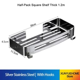image-Corner Bathroom Shelves Shampoo Holder Wall Hooks Hanger Rack Polished Silver Stainless Steel Shower Caddy Toilet Accessories