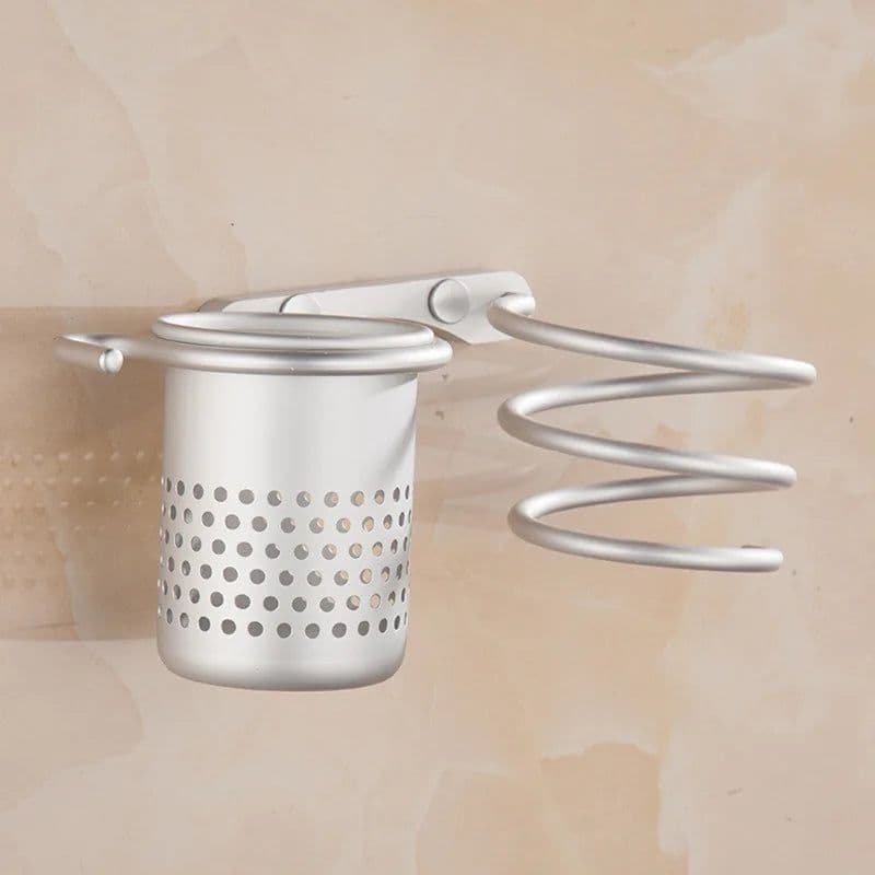 image-Wall Aluminum Hair Dryer Rack Holder Hanger Multi Function Storage Stand Shelf Bathroom Accessories Holder For Hairdryer Racks