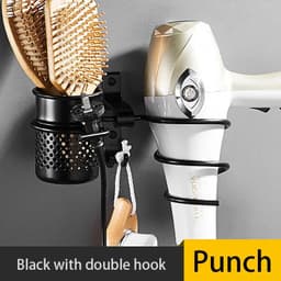 image-Wall Aluminum Hair Dryer Rack Holder Hanger Multi Function Storage Stand Shelf Bathroom Accessories Holder For Hairdryer Racks