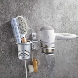 image-Wall Aluminum Hair Dryer Rack Holder Hanger Multi Function Storage Stand Shelf Bathroom Accessories Holder For Hairdryer Racks