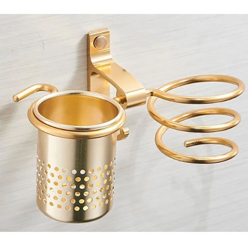 image-Wall Aluminum Hair Dryer Rack Holder Hanger Multi Function Storage Stand Shelf Bathroom Accessories Holder For Hairdryer Racks