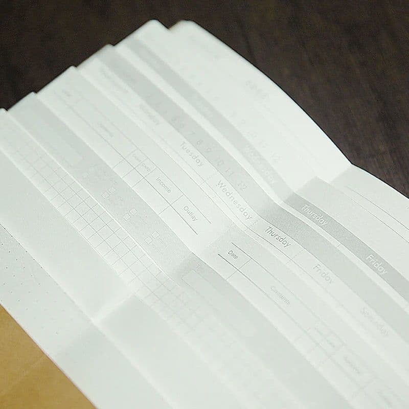 image-2pcs 4.3"x8.3" Midori Traveler's Notebook Refill 110mmx210mm Blank Dot Grid Paper Weekly Plan Ruled 32 sheets Standard Style