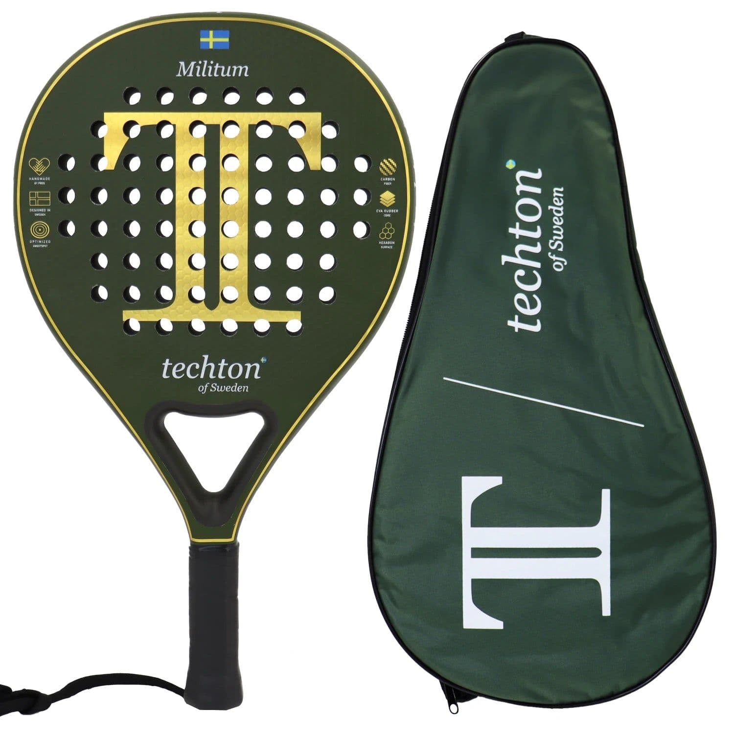 image-Padel Racket 3K/12K Carbon Fiber with Foam Core Round Shape 3D Hexgon with Cover Bag Performance Paddle