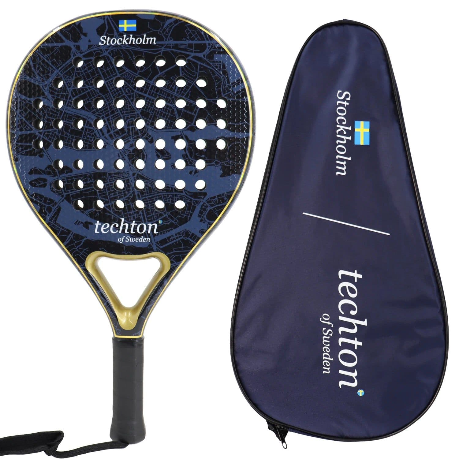 image-Padel Racket 3K/12K Carbon Fiber with Foam Core Round Shape 3D Hexgon with Cover Bag Performance Paddle