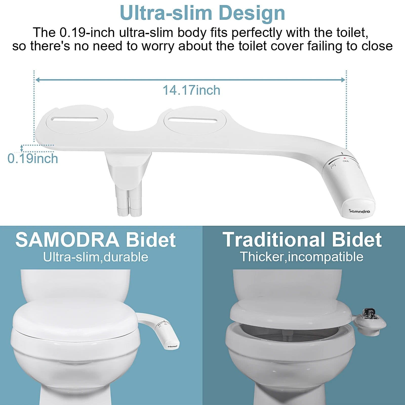 image-SAMODRA Right/Left Hand Toitet Bidet Sprayer Non-Electric Dual Nozzle Bidet Toilet Seat Hygienic Shower For Bathroom Accessories
