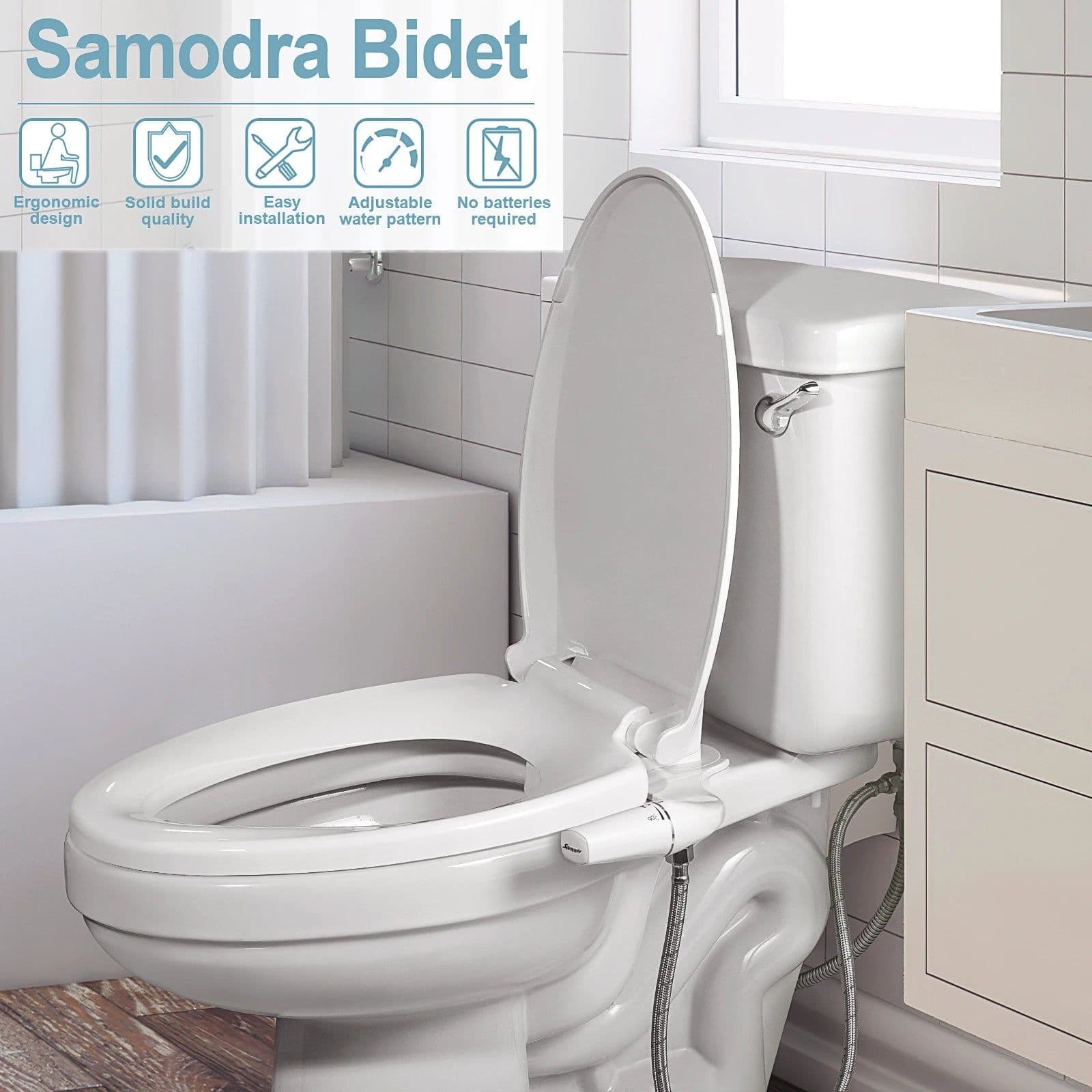 image-SAMODRA Right/Left Hand Toitet Bidet Sprayer Non-Electric Dual Nozzle Bidet Toilet Seat Hygienic Shower For Bathroom Accessories