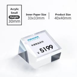 image-Acrylic Price Tag Paper Holder Display Stand Table Mini Price Cubes Jewelry Label Sign Watch Tag