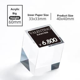 image-Acrylic Price Tag Paper Holder Display Stand Table Mini Price Cubes Jewelry Label Sign Watch Tag