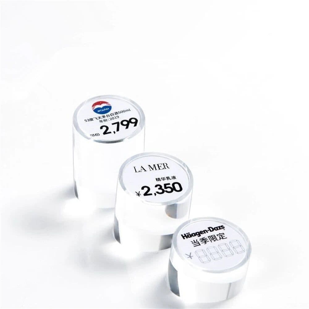 image-Acrylic Price Tag Paper Holder Display Stand Table Mini Price Cubes Jewelry Label Sign Watch Tag