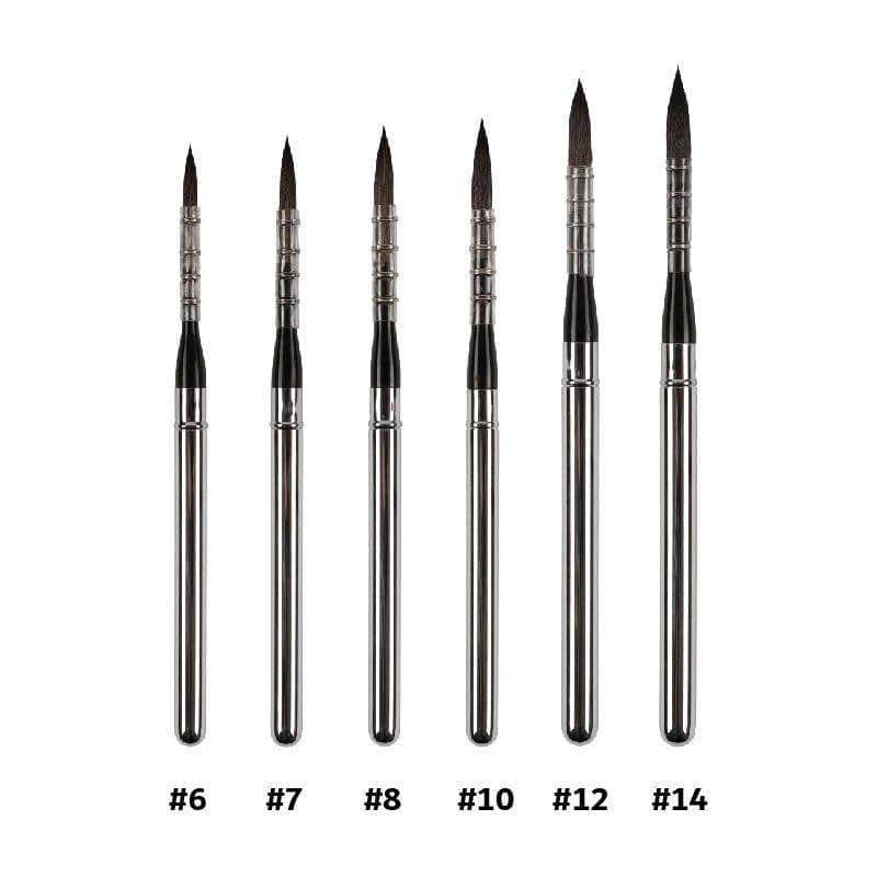 image-ArtSecret 872 6pcs Quill Round Travel Paint Brush Set Watercolor Gouache Paint Mix Of Synthetic Hair And Squirrel Hair