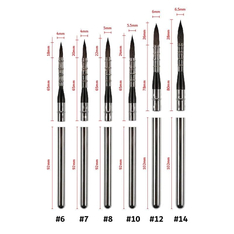 image-ArtSecret 872 6pcs Quill Round Travel Paint Brush Set Watercolor Gouache Paint Mix Of Synthetic Hair And Squirrel Hair