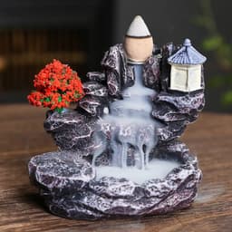 image-Waterfall Backflow Incense Burner Mountains River Fragrance Backflow Aroma Smoke Sandalwood Aromatherapy Ornament Relaxing Gift