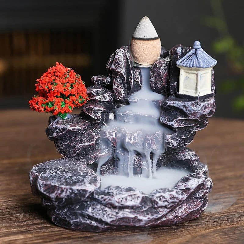 image-Waterfall Backflow Incense Burner Mountains River Fragrance Backflow Aroma Smoke Sandalwood Aromatherapy Ornament Relaxing Gift