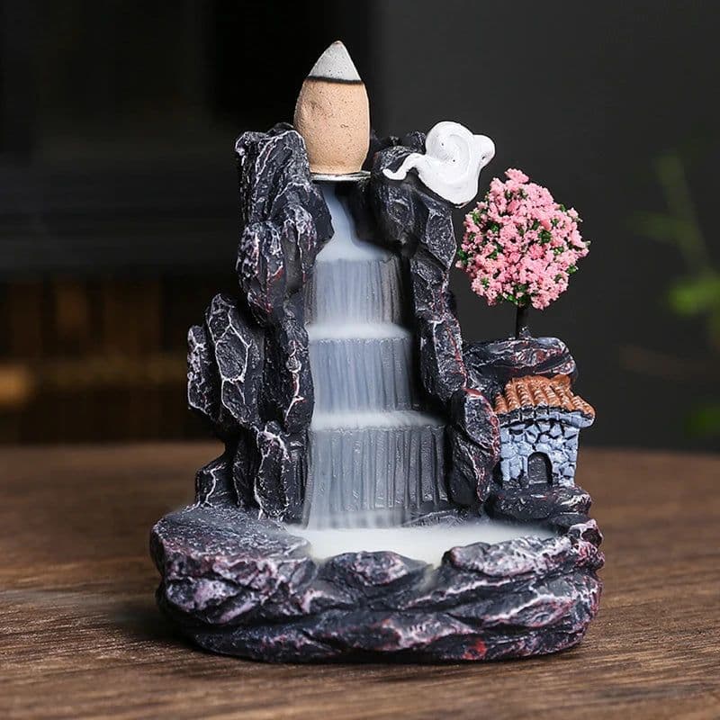 image-Waterfall Backflow Incense Burner Mountains River Fragrance Backflow Aroma Smoke Sandalwood Aromatherapy Ornament Relaxing Gift