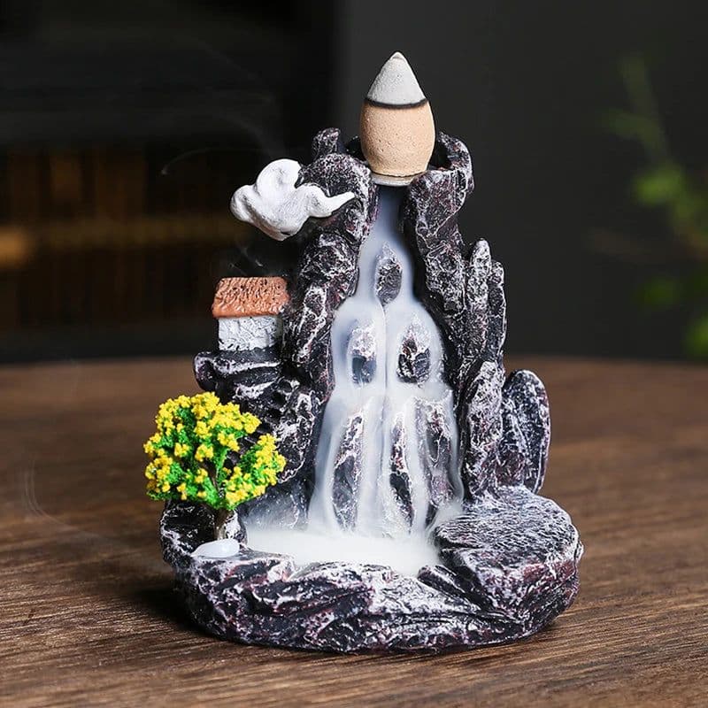 image-Waterfall Backflow Incense Burner Mountains River Fragrance Backflow Aroma Smoke Sandalwood Aromatherapy Ornament Relaxing Gift
