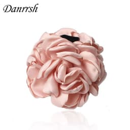 image-Fashion Girls Elegance Beauty Ribbon Hair Clips Large Fabric Flowers Plastic Hair Claws Headbands For Women Hair Accessories