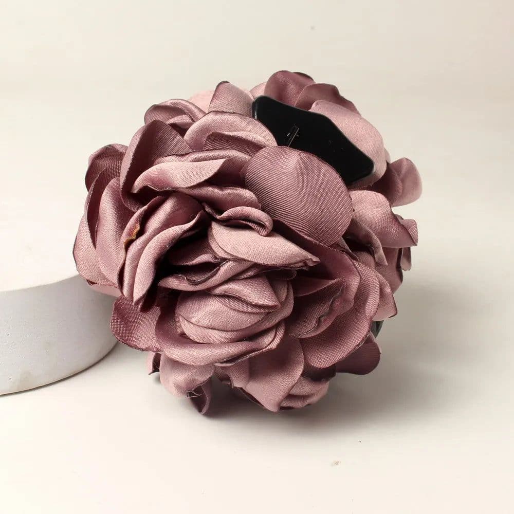 image-Fashion Girls Elegance Beauty Ribbon Hair Clips Large Fabric Flowers Plastic Hair Claws Headbands For Women Hair Accessories
