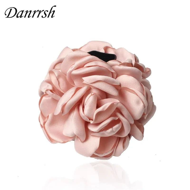 image-Fashion Girls Elegance Beauty Ribbon Hair Clips Large Fabric Flowers Plastic Hair Claws Headbands For Women Hair Accessories